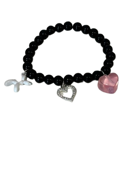 Luxe Blush & Noir Beaded Charm Bracelets