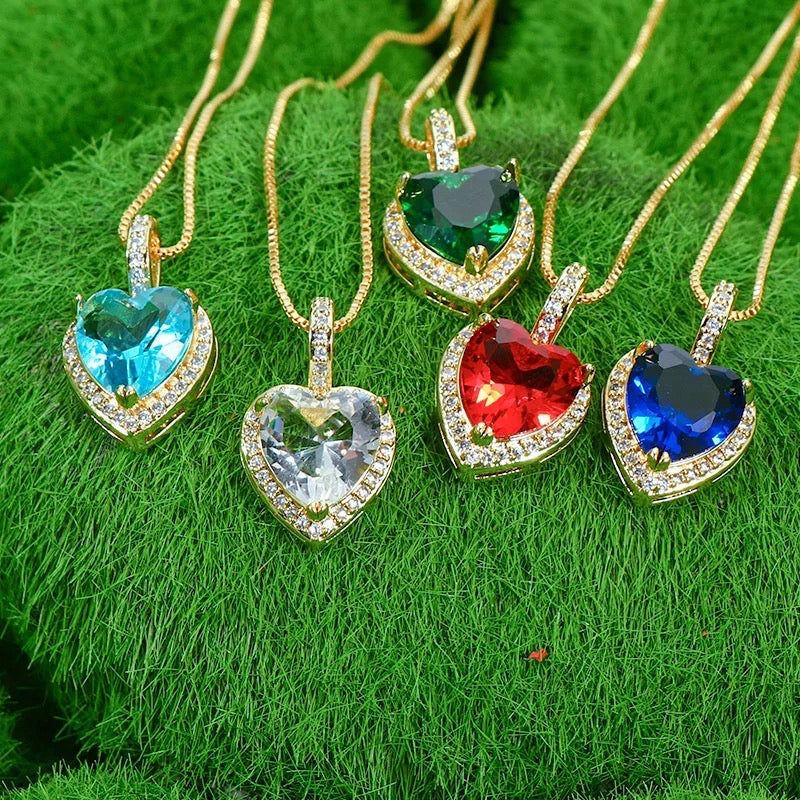 Valentines Day Clear Heart Necklace