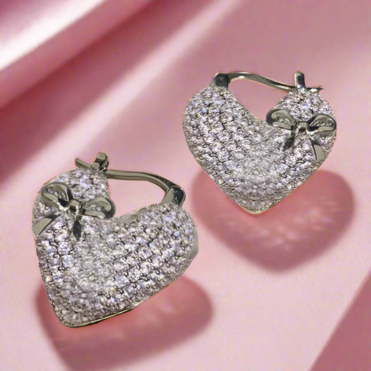Soft Girl Heart Bow Earrings