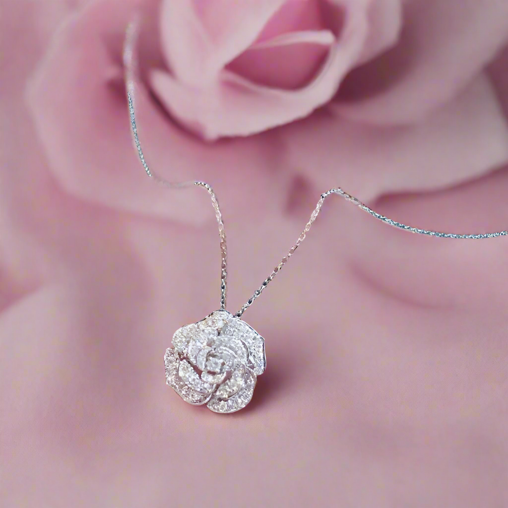 Silver Rose Necklace