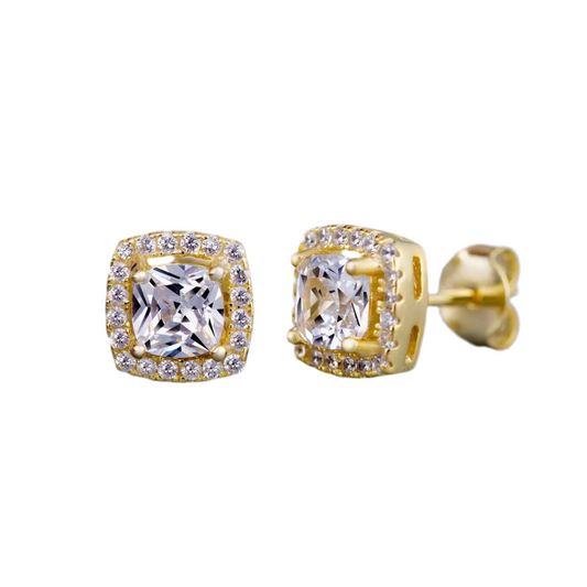 Gold Square Round Earrings