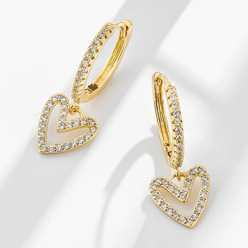 Dainty Dangle Heart Earrings
