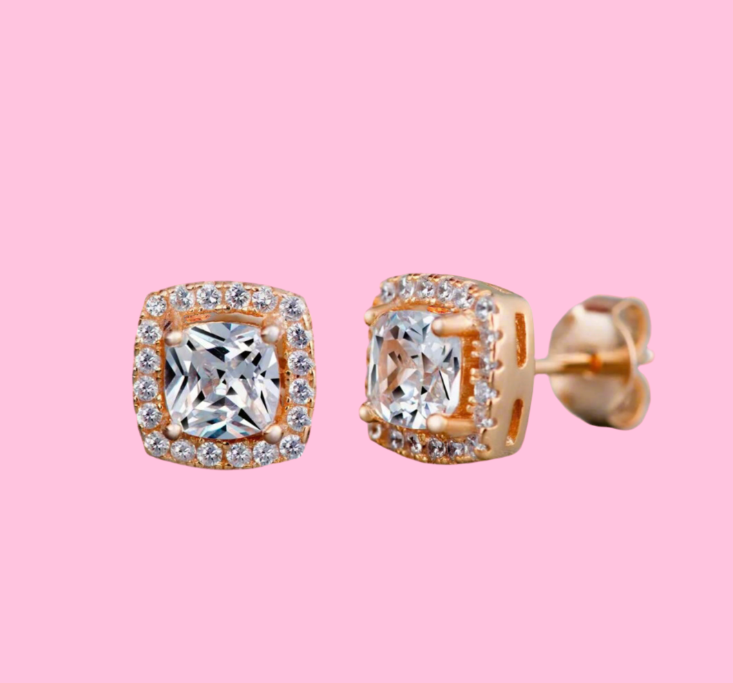 Rose Square Round Earrings