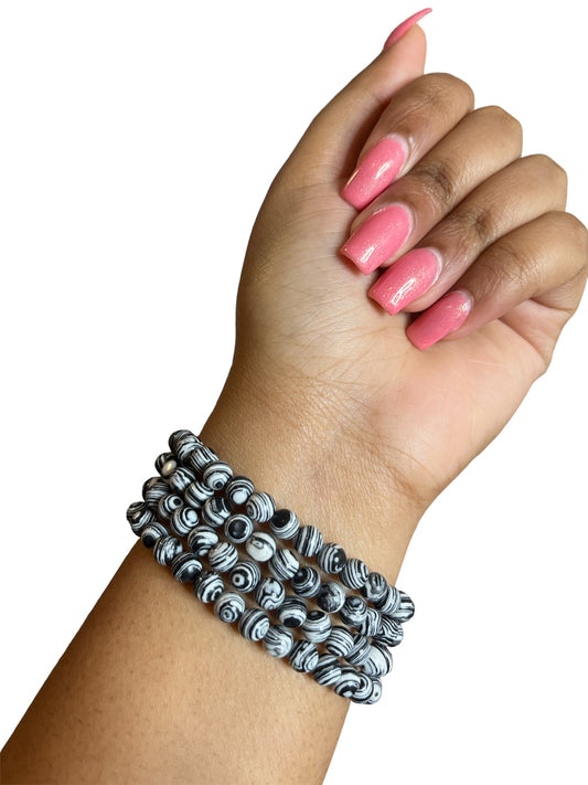 Zebra Beaded Bracelet